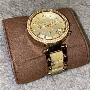 Michael Kors Gold & White Marble Watch